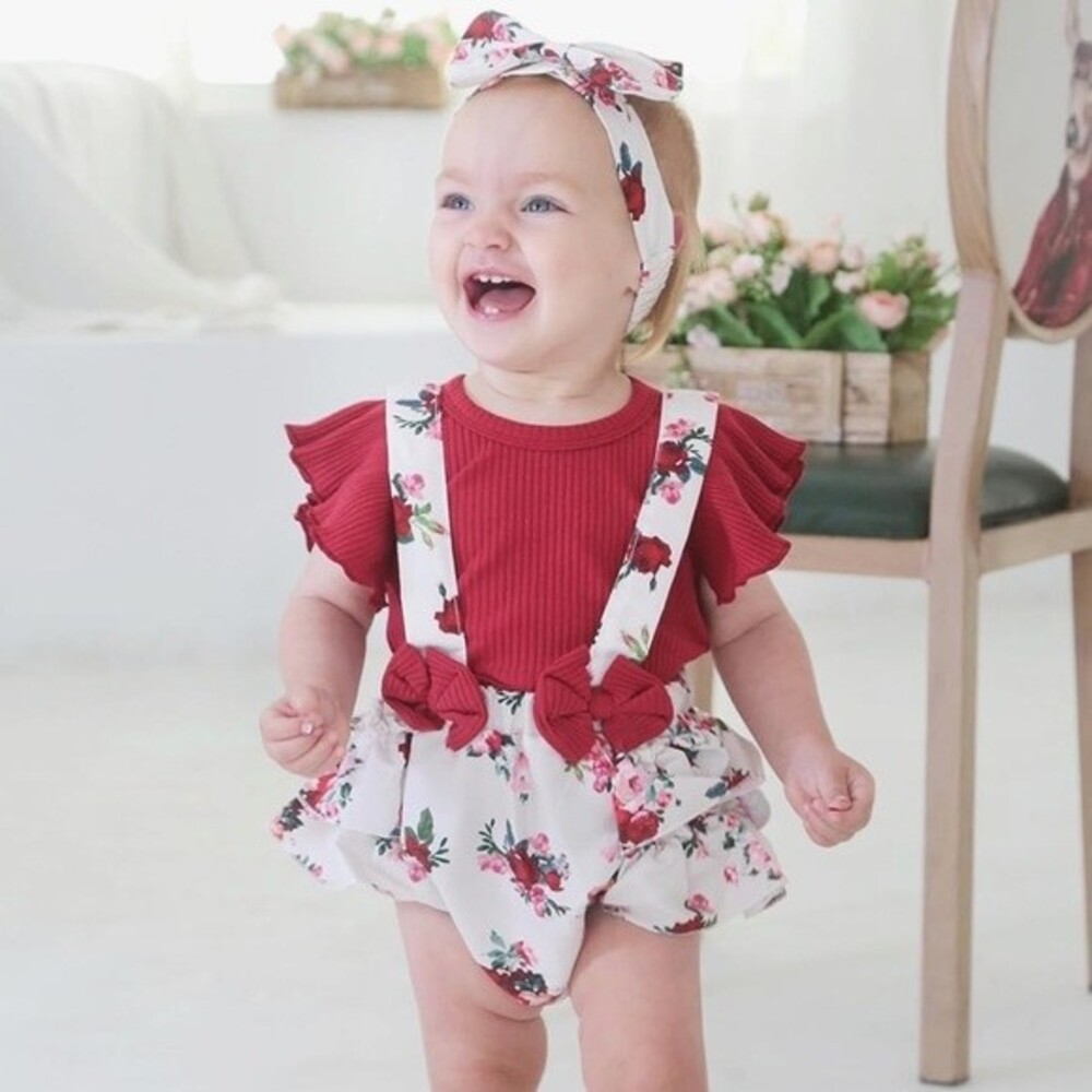 Baby Clothes Outfit 6-9 M Newborn Infant Girl Short Set T-shirt Floral Summer A1